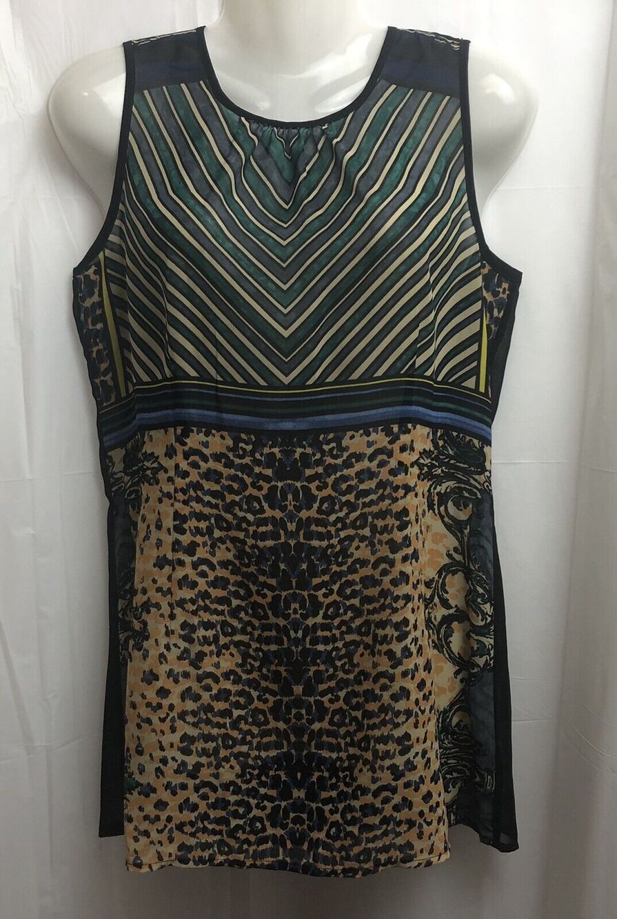 Cabi Tunic Top Women XS Black Animal Sheer Buchanan Style 565 Blouse Workwear